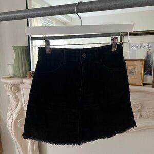Brandy Melville Black Corduroy Fringe Mini Skirt Size S (US)